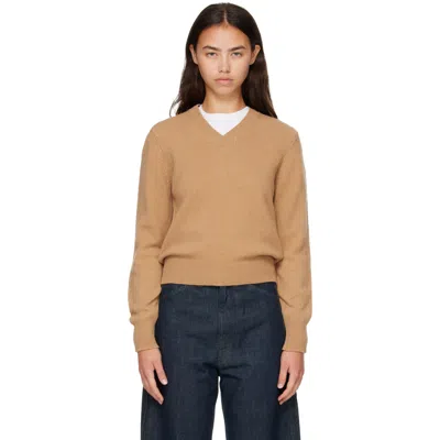 And-daughter Tan Sligo V-neck Sweater In Camel