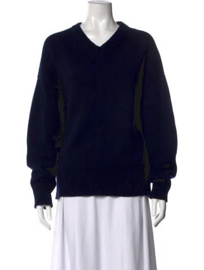 Pre-owned And-daughter Wool V-neck Sweater In Blue