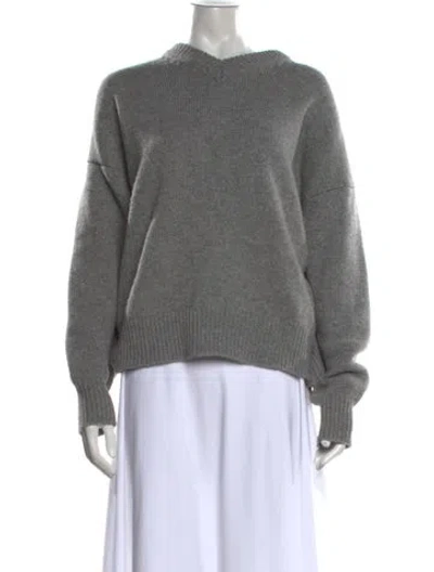 Pre-owned And-daughter Wool V-neck Sweater In Grey