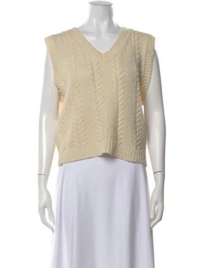 Pre-owned And-daughter Wool V-neck Sweater In Neutral