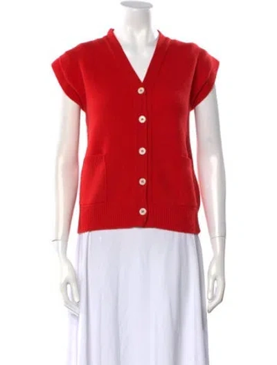 Pre-owned And-daughter Wool V-neck Sweater In Red