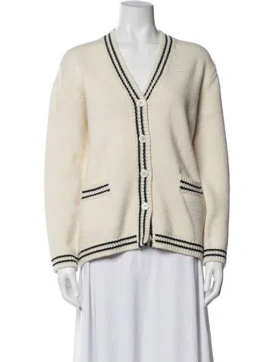 Pre-owned And-daughter Wool V-neck Sweater In White