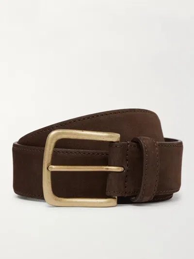 Anderson & Sheppard 3.5cm Dark-brown Suede Belt