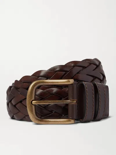 Anderson & Sheppard 3.5cm Woven Leather Belt