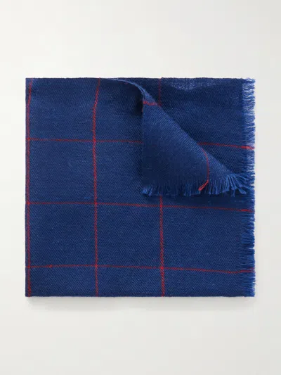 Anderson & Sheppard Frayed Checked Cashmere-twill Pocket Square In Multi