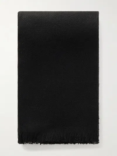 Anderson & Sheppard Fringed Cashmere-twill Scarf In Black