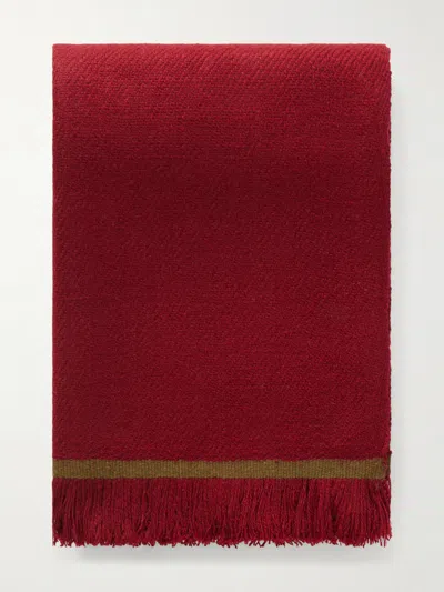 Anderson & Sheppard Fringed Cashmere-twill Scarf In Red