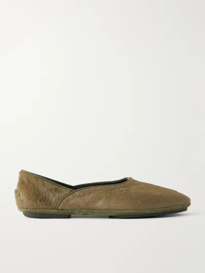 Anderson & Sheppard George Cortina Calf Hair Slipper In Green
