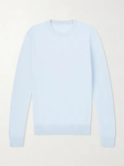Anderson & Sheppard Knitted Sea Island Cotton Sweater In Blue