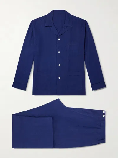 Anderson & Sheppard Linen Pyjama Set In Blue