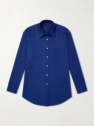 Anderson & Sheppard Linen Shirt In Blue