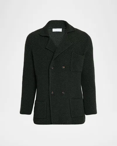 Anderson & Sheppard Men & Apos;s Cashmere And Wool Knit Double-breasted Jacket In Green