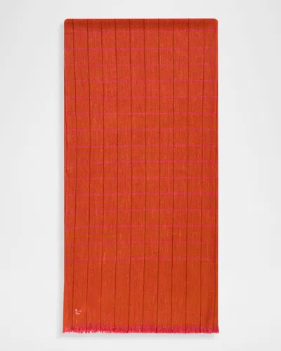 Anderson & Sheppard Men & Apos;s Hairline Windowpane Check Cashmere Scarf In Orange