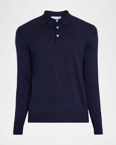 Anderson & Sheppard Men & Apos;s Silk And Cashmere Polo Sweater In Blue