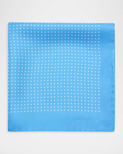 Anderson & Sheppard Men & Apos;s Silk Polka Dot Pocket Square In Blue