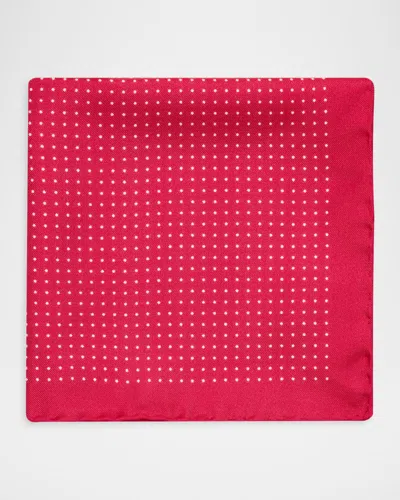 Anderson & Sheppard Men & Apos;s Silk Polka Dot Pocket Square In Pink