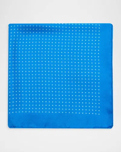 Anderson & Sheppard Men & Apos;s Silk Prince Of Wales Pocket Square In Blue