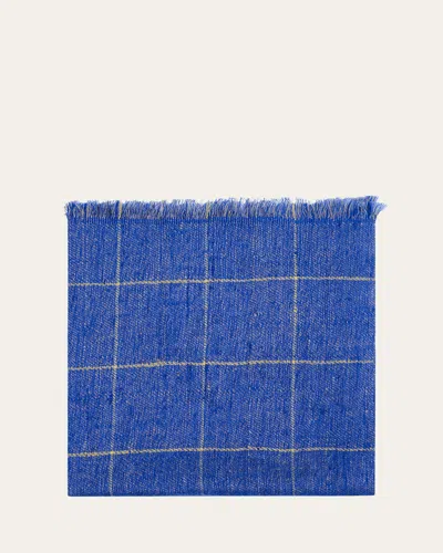 Anderson & Sheppard Men's Check Cashmere Pocket Square In Blue