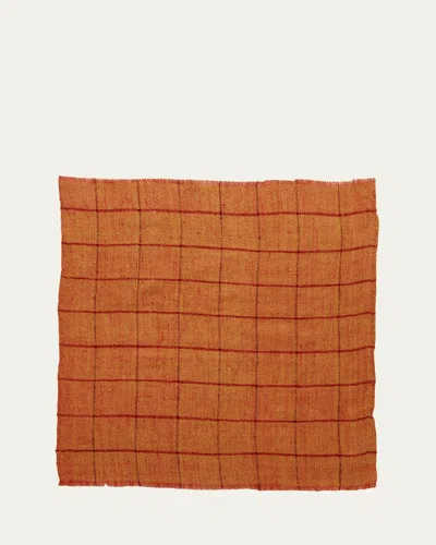 Anderson & Sheppard Men's Check Cashmere Pocket Square In Orange