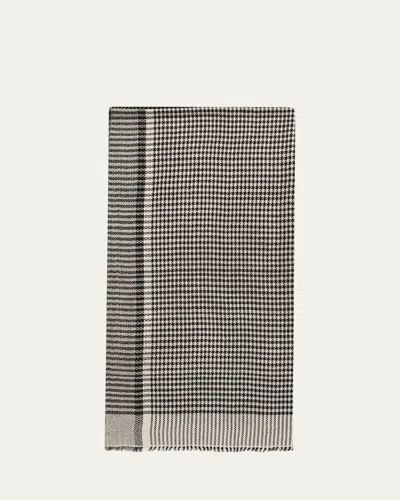 Anderson & Sheppard Men's Handwoven Houndstooth Cashmere Scarf In Gray