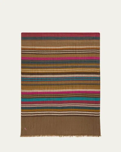 Anderson & Sheppard Men's Handwoven Multi-stripe Cashmere Scarf In Brown