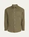 Anderson & Sheppard Men's Long-sleeve Linen Shirt In Brown