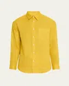 Anderson & Sheppard Men's Long-sleeve Linen Shirt In Yellow