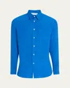 Anderson & Sheppard Men's Long-sleeve Linen Shirt In Blue