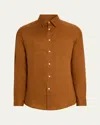 Anderson & Sheppard Men's Long-sleeve Linen Shirt In Brown