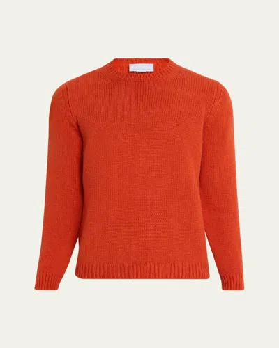 Anderson & Sheppard Men's Plain Knit Cashmere Crewneck Sweater In Red