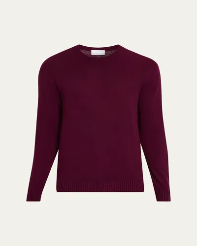 Anderson & Sheppard Men's Silk And Cashmere Crewneck Sweater In Burgundy