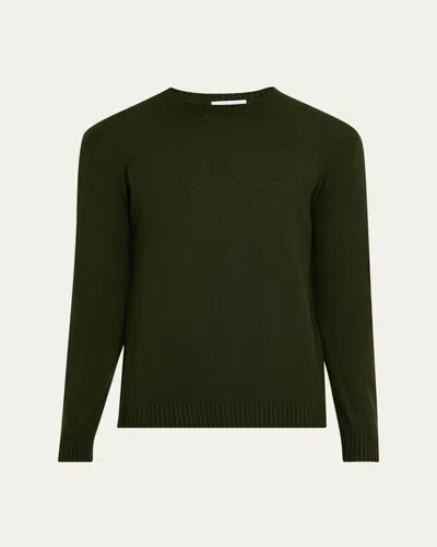 Anderson & Sheppard Men's Silk And Cashmere Crewneck Sweater In Green