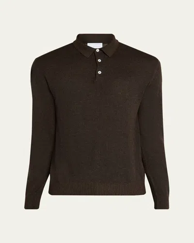 Anderson & Sheppard Men's Silk And Cashmere Polo Sweater In Brown