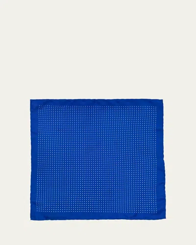 Anderson & Sheppard Men's Silk Polka Dot Pocket Square In Blue