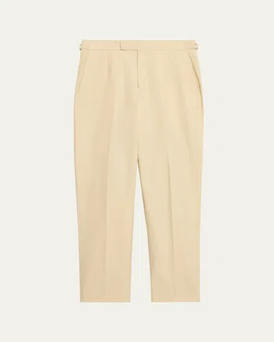 Anderson & Sheppard Men's Style One Flat-front Trousers In Beige