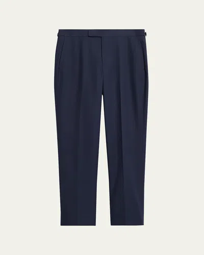 Anderson & Sheppard Men's Style One Flat-front Trousers In Blue