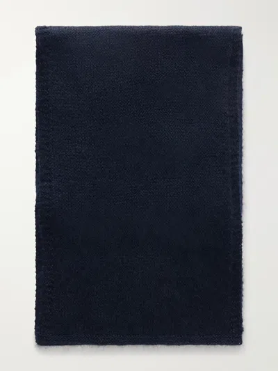 Anderson & Sheppard Muskox, Wool And Silk-blend Scarf In Blue