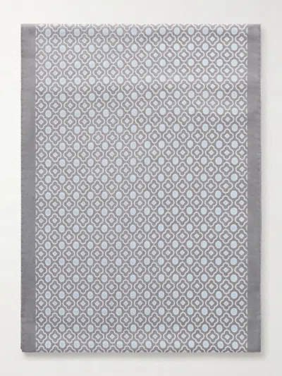 Anderson & Sheppard Printed Cotton-voile Scarf In Gray