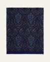 Anderson & Sheppard Soft Woollen Print Scarf In Blue