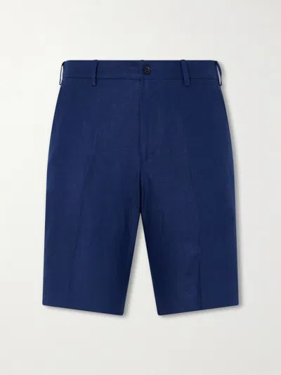 Anderson & Sheppard Straight-leg Linen Shorts In Blue