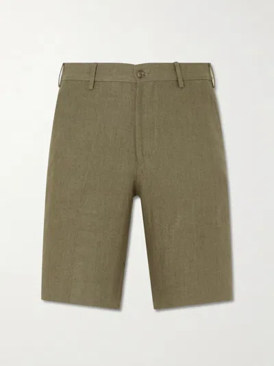 Anderson & Sheppard Straight-leg Linen Shorts In Green
