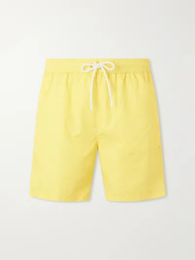 Anderson & Sheppard Straight-leg Mid-length Printed Swim Shorts In Yellow