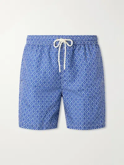 Anderson & Sheppard Straight-leg Printed Swim Shorts In Blue