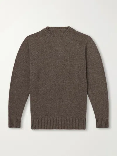 Anderson & Sheppard Super Soft Rib-trimmed Cashmere Sweater In Brown
