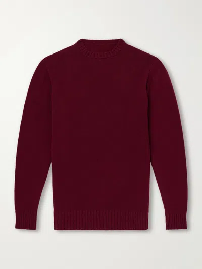 Anderson & Sheppard Super Soft Rib-trimmed Cashmere Sweater In Purple