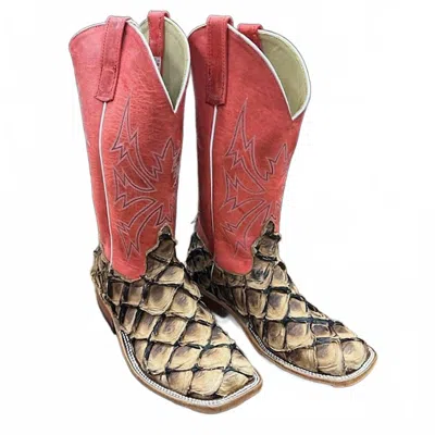 Anderson Bean Boots Men's Big Bass Cigar Matte Exotic Fish Boot In Cigar/byony_orange In Multi
