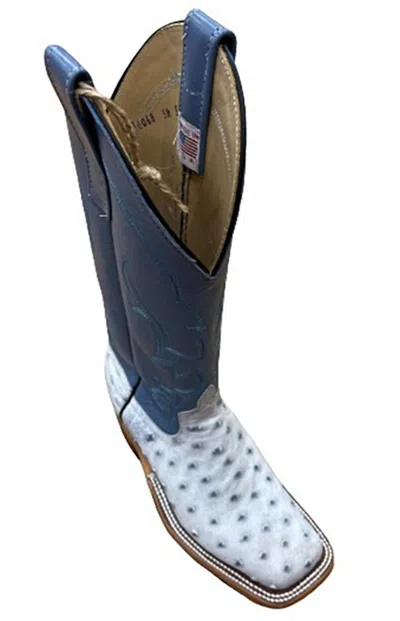 Anderson Bean Boots Women's Full Quill Ostrich Boot In Blue