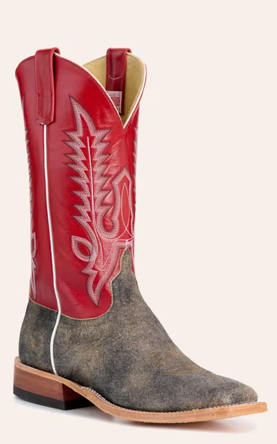 Anderson Bn Anderson Bean Men's Brown And Red Wide Square Toe Cowboy Boots