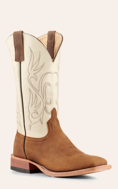 Anderson Bn Anderson Bean Men's Natural Brown Bison And Bone Hybrid Sole Wide Square Toe Cowboy Boots