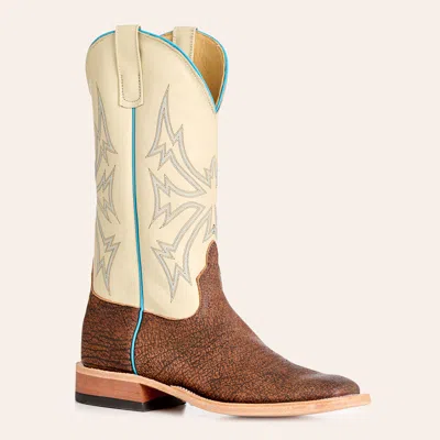 Anderson Bn Anderson Bean Men's Rust & Bone Cape Buffalo Wide Square Toe Cowboy Boots In Black